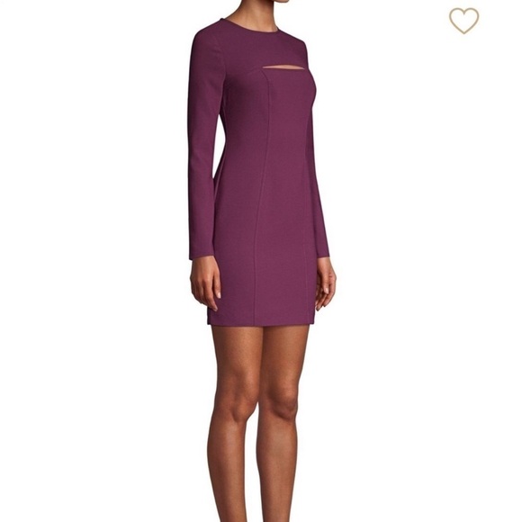 Likely Keller plum purple long sleeve mini dress with cut out detail size 6 - Picture 2 of 10